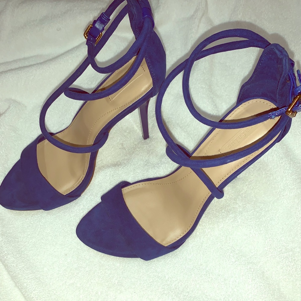 Zara Trafaluc suede royal blue sandals